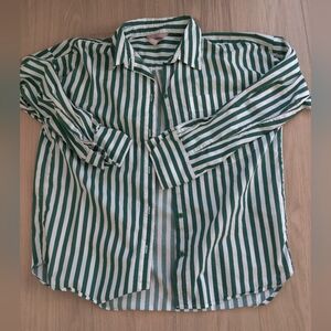 H&M stripe green cotton shirt
